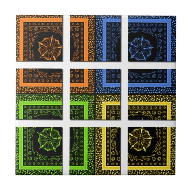 Schöne, farbenfrohe, geometrische Streifen Fliese (Vorderseite)