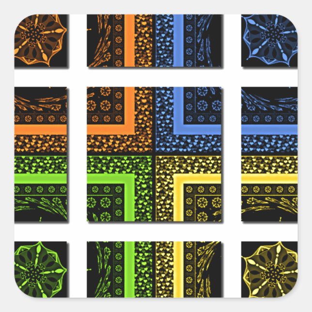 Schöne, farbenfrohe, geometrische Streifen Quadratischer Aufkleber (Vorderseite)