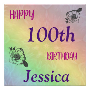 Schöne farbenfrohe Herzlichen Glückwunsch zum 100. Poster