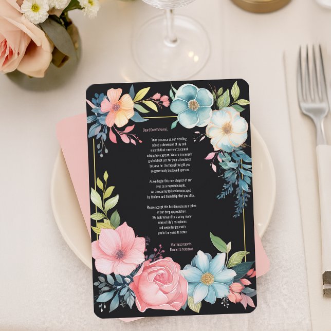 Schöne farbenfrohe Hochzeit der Flora Dankeskarte (Beautiful Colorful Watercolor Floral Wedding Thank You Card
)