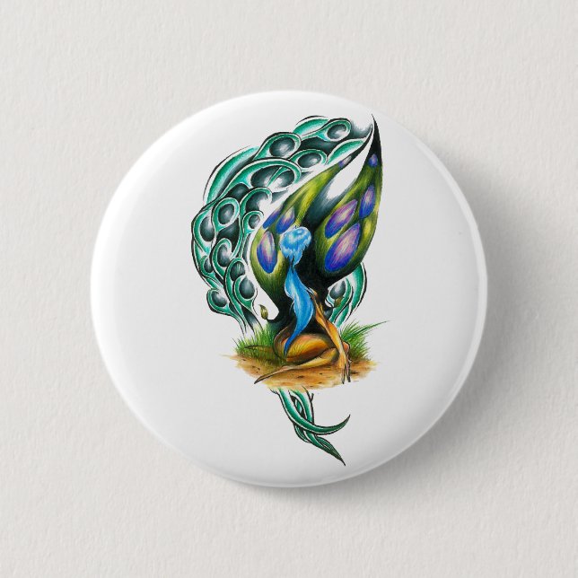 Schöne farbenfrohe keltische Fee Button (Vorderseite)