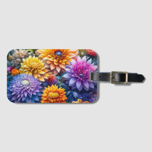 Schöne farbenfrohe KI-Kunst Blumen Personalisiert Gepäckanhänger