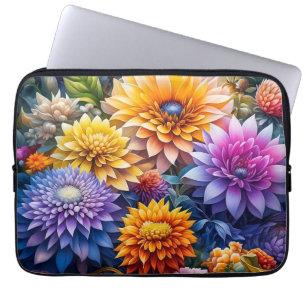 Schöne farbenfrohe KI-Kunst Blumen Personalisiert Laptopschutzhülle