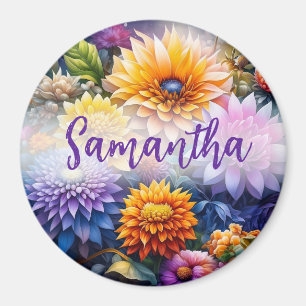 Schöne farbenfrohe KI-Kunstblumen individuell Magnet