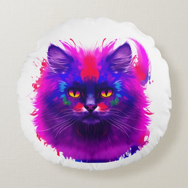 Schöne, farbenfrohe Malerei Kunst Rundes Kissen (Vorderseite)