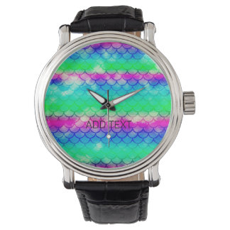 Schöne farbenfrohe Meerjungfraumotive Armbanduhr
