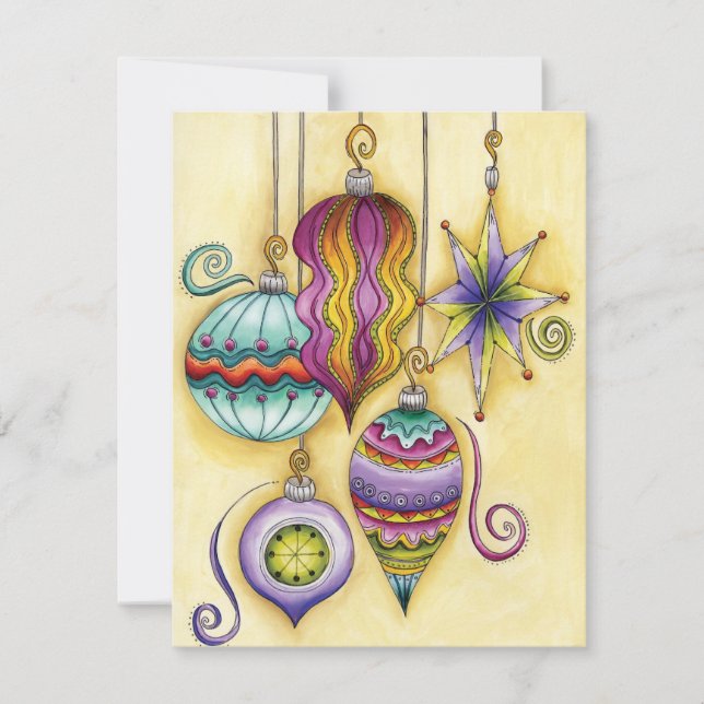 Schöne farbenfrohe Ornamente, Weihnachts-Party Einladung (Vorderseite)