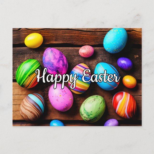 Schöne farbenfrohe Osterfeier Postkarte (Vorderseite)