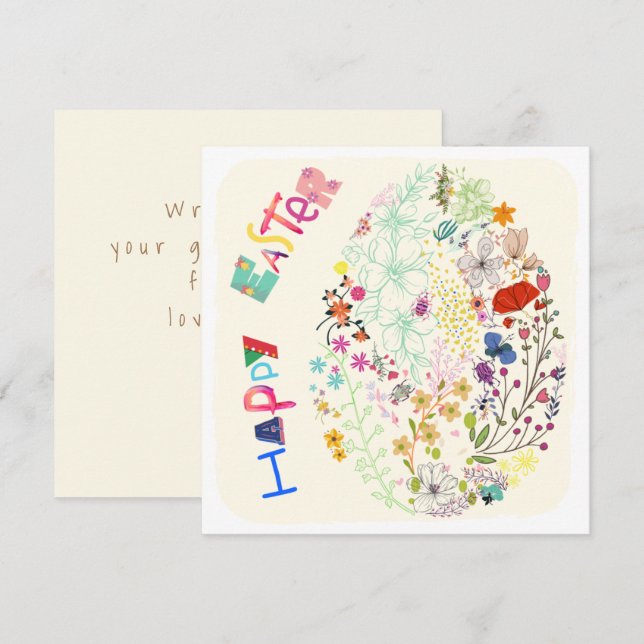 Schöne farbenfrohe Osterkarte für Eierflora (Vorne/Hinten)