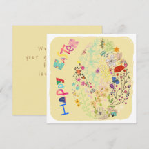 Schöne farbenfrohe Osterkarte für Eierflora