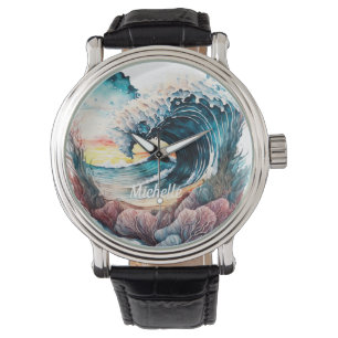 Schöne farbenfrohe Ozeanwelle Armbanduhr