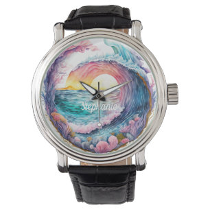 Schöne farbenfrohe Ozeanwelle Armbanduhr