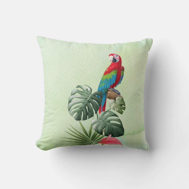 Schöne farbenfrohe Parrot Tropical Blume Kissen (Vorderseite)