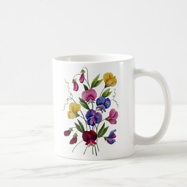 Schöne, farbenfrohe Platterbsen Kaffeetasse (Rechts)