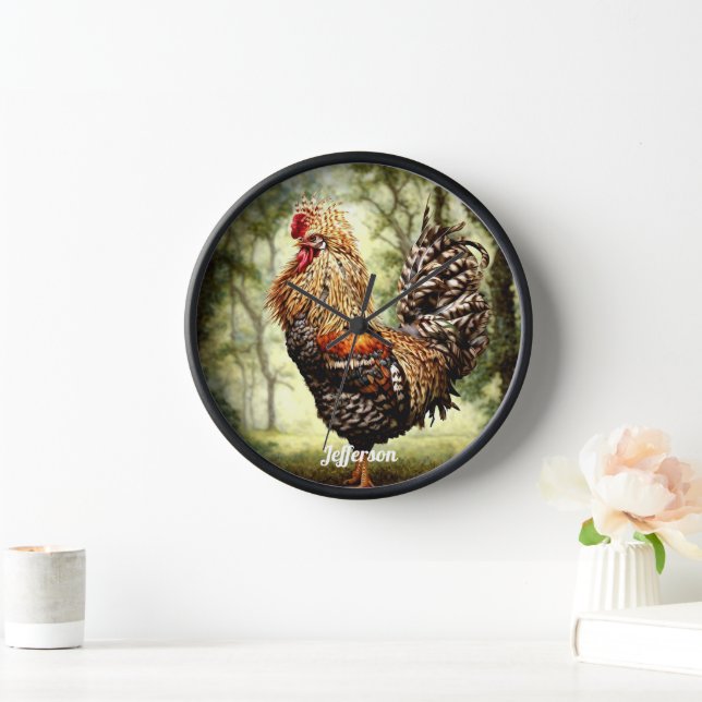 Schöne farbenfrohe Rooster Uhr (Zuhause)
