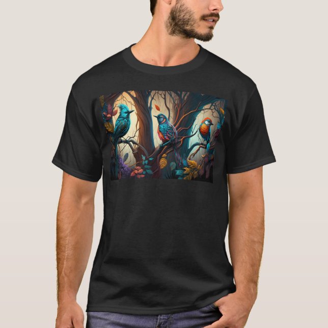 Schöne farbenfrohe Vögel Illustration Artwork 10 f T-Shirt (Vorderseite)