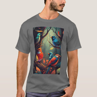 Schöne farbenfrohe Vögel Illustration Artwork 13 f T-Shirt