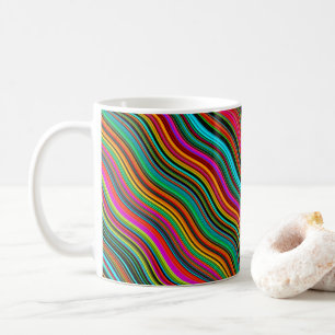 Schöne farbenfrohe wellige Streifenmuster Kaffeetasse