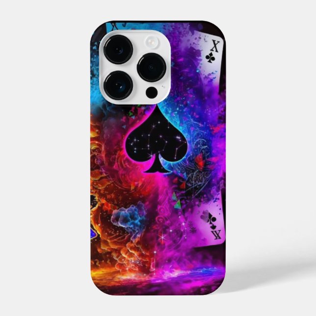 SCHÖNE, FARBHAFTE POKER-KARTE iPhone 14 PRO  HÜLLE (Rückseite)