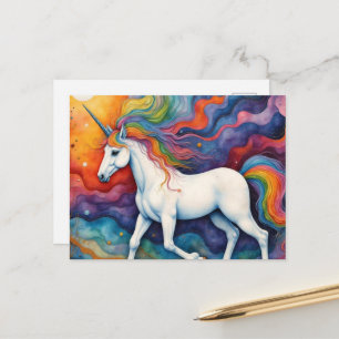 Schöne Farbige Einhorn-Fantasy Postkarte