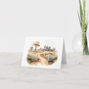 Schöne Farmszene mit Zaun und Baum Karte