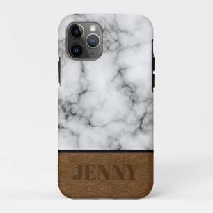 Schöne Faux-Marmor- und Leder-Optik mit Namen Case-Mate iPhone Hülle