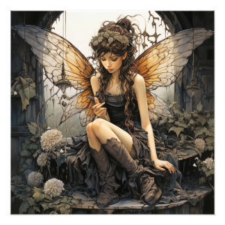 Schöne Fee Elegant Wings Wearing Brown Boots Fotodruck