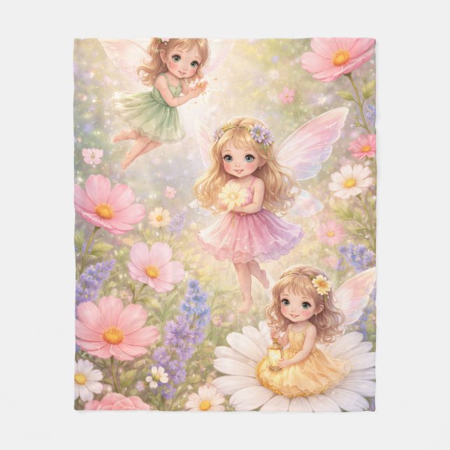 Schöne Fee und Blumen  Fleecedecke (Vorderseite)