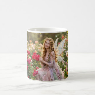 Schöne Feenprinzessin im Rosengarten Kaffeetasse