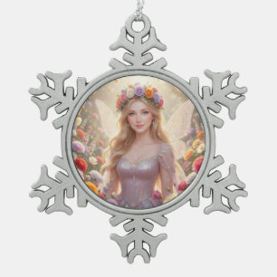 Schöne Feenprinzessin Schneeflocken Zinn-Ornament