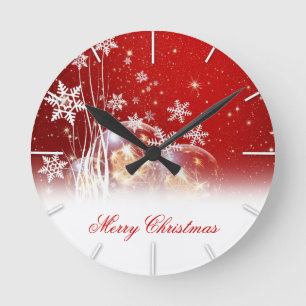 Schöne feierliche "Frohe Weihnachten" Illustratio Runde Wanduhr