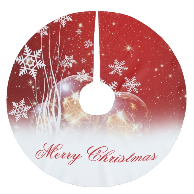 Schöne feierliche "Frohe Weihnachten" Illustration Polyester Weihnachtsbaumdecke (Vorderseite)
