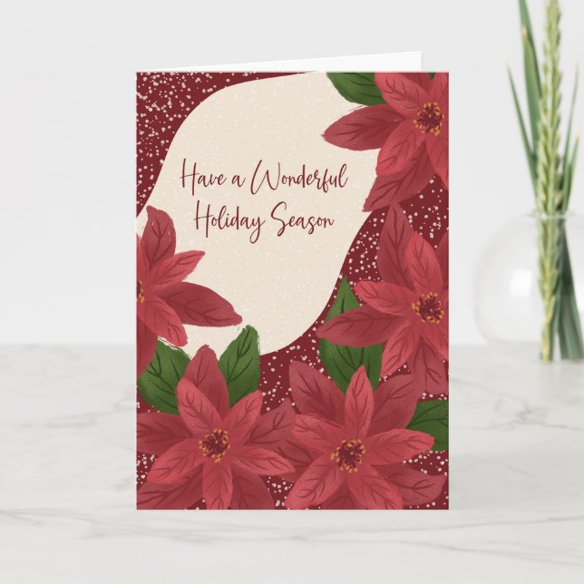 Schöne Feiertage Poinsettien Feiertagskarte (Vorderseite)