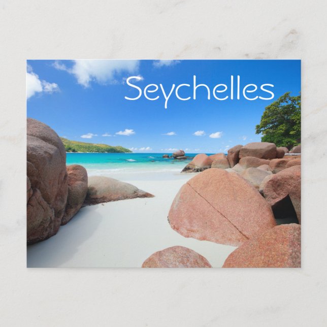 Schöne Felsenküste auf den Seychellen Postkarte (Vorderseite)