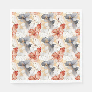 Schöne feminine Pfirsich-Rot-Blau-Weiße Floral Serviette