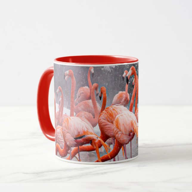 Schöne Flamingos Foto Kaffeetasse  (Vorderseite Links)
