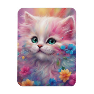 Schöne, flauschig weiße Katze Magnet
