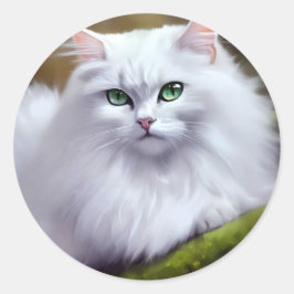 Schöne, flauschige Katzenmalerei Runder Aufkleber
