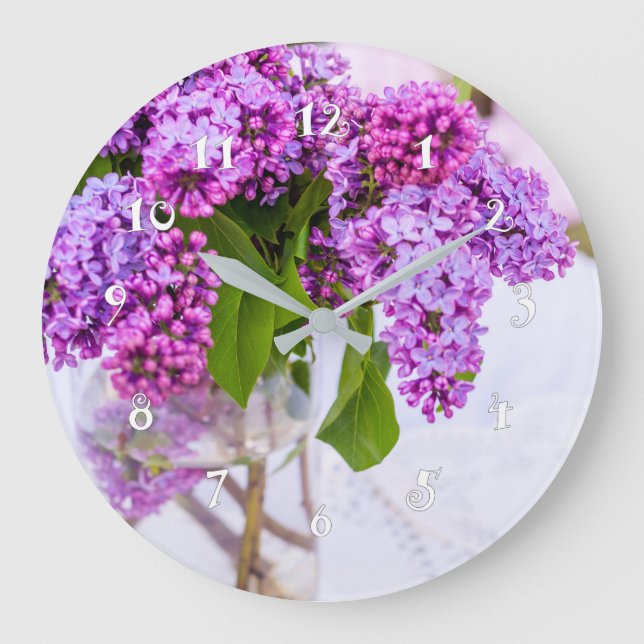 Schöne Flieder im Vase, Wanduhr (Vorderseite)