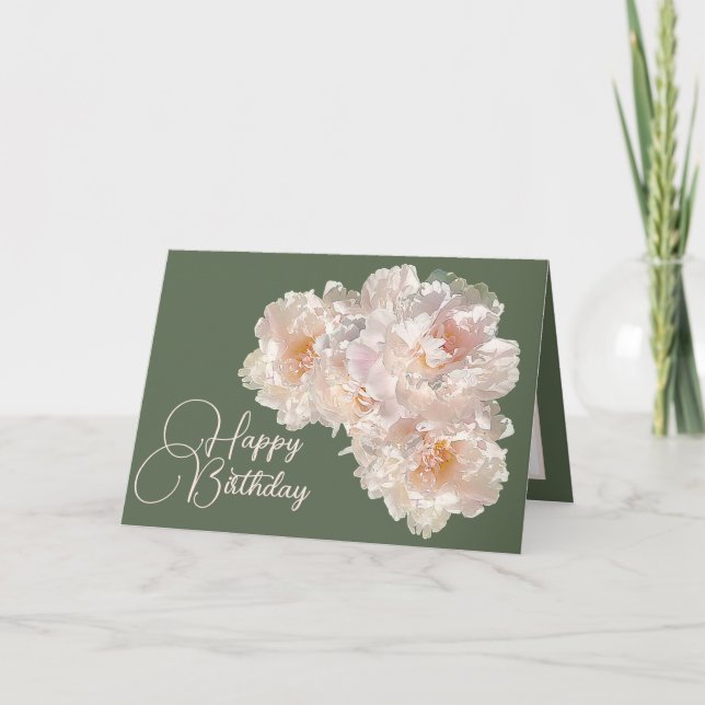 Schöne Flora Bouquet Pink Peonies Geburtstag Karte (Vorderseite)