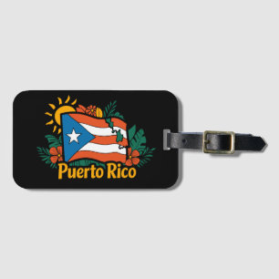 Schöne Flora Puerto Rico Flag Kunstwerk Gepäckanhänger