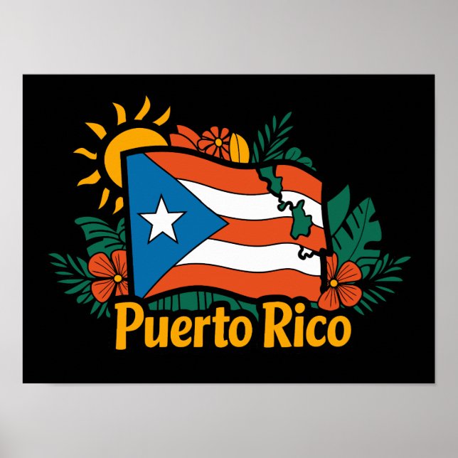 Schöne Flora Puerto Rico Flag Kunstwerk Poster (Vorne)