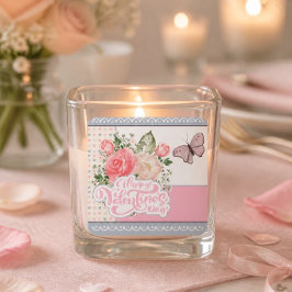 Schöne Flora und Schmetterling Valentinstag Quadratischer Aufkleber