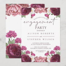 Schöne floral Burgund Engagement Party