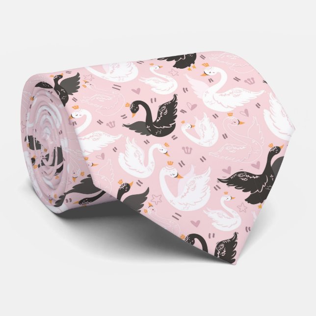 Schöne Floral Swan Neck Tie Krawatte (Gerollt)