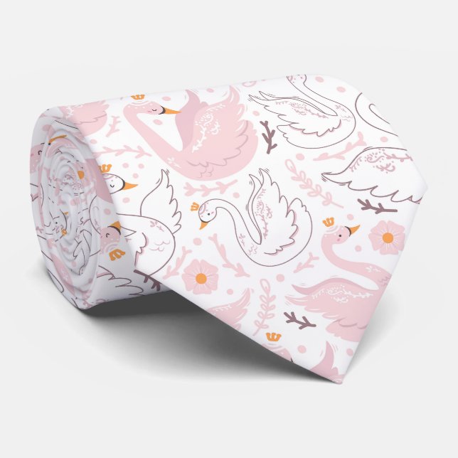 Schöne Floral Swan Neck Tie Krawatte (Gerollt)