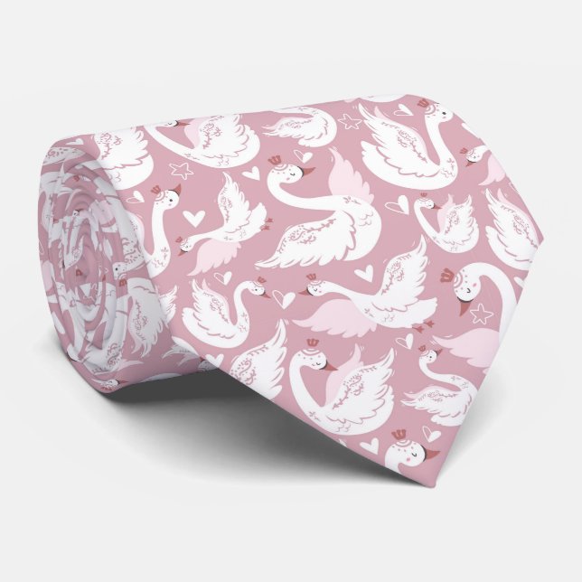Schöne Floral Swan Neck Tie Krawatte (Gerollt)