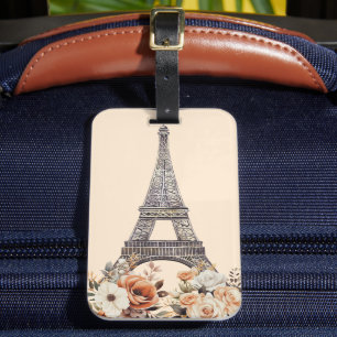 Schöne Florale Eiffelturm Paris Reise Gepäckanhänger