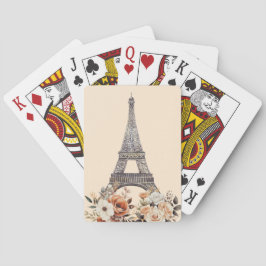 Schöne Florale Eiffelturm-Reise nach Paris Spielkarten