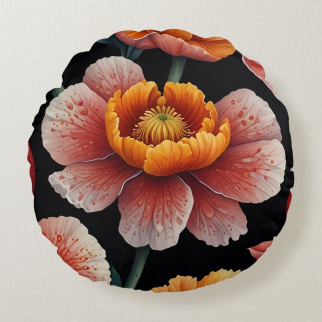 Schöne, florale Kunst Vibrant Blossom Frische Deko Rundes Kissen (Vorderseite)